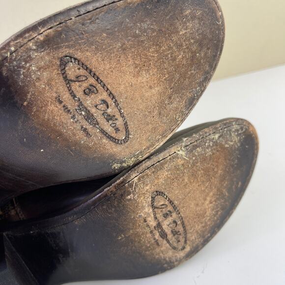 JB Dillon Brown Leather Buckle Zip Up Block Heel Ankle Boots Western Size 9B - Picture 9 of 14